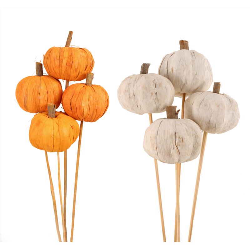 Second Nature Stemmed Pumpkins Fall Decor, Pack of 24