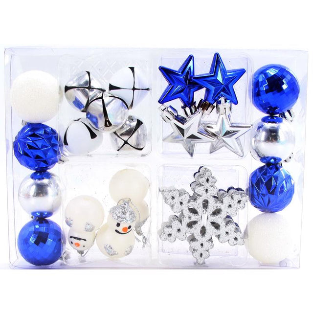 Celebrations Blue/Silver/White Mini Assorted Ornaments, Pack of 12