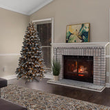Holiday Bright Lights 1-2 Tree 7 ft. Full LED 450 ct Flock King Pine Color Changing Christmas Tree