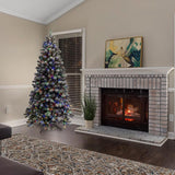 Holiday Bright Lights 1-2 Tree 7 ft. Full LED 450 ct Flock King Pine Color Changing Christmas Tree