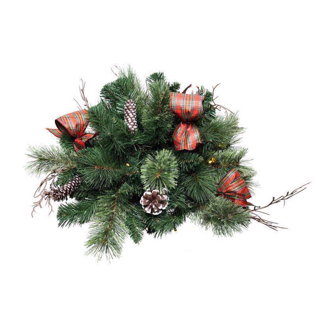 Celebrations Prelit Twig Pine Bow Urn Filler, Pack of 8
