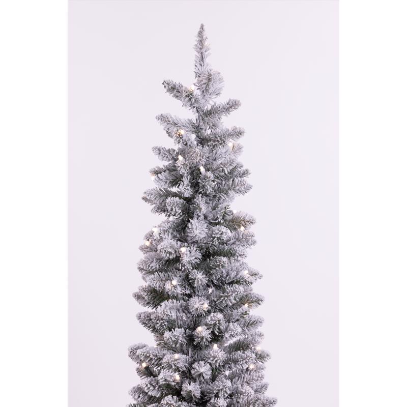 Celebrations 5 ft. Slim LED 100 ct Flocked Diamond Potted Color Changing Entrance Tree