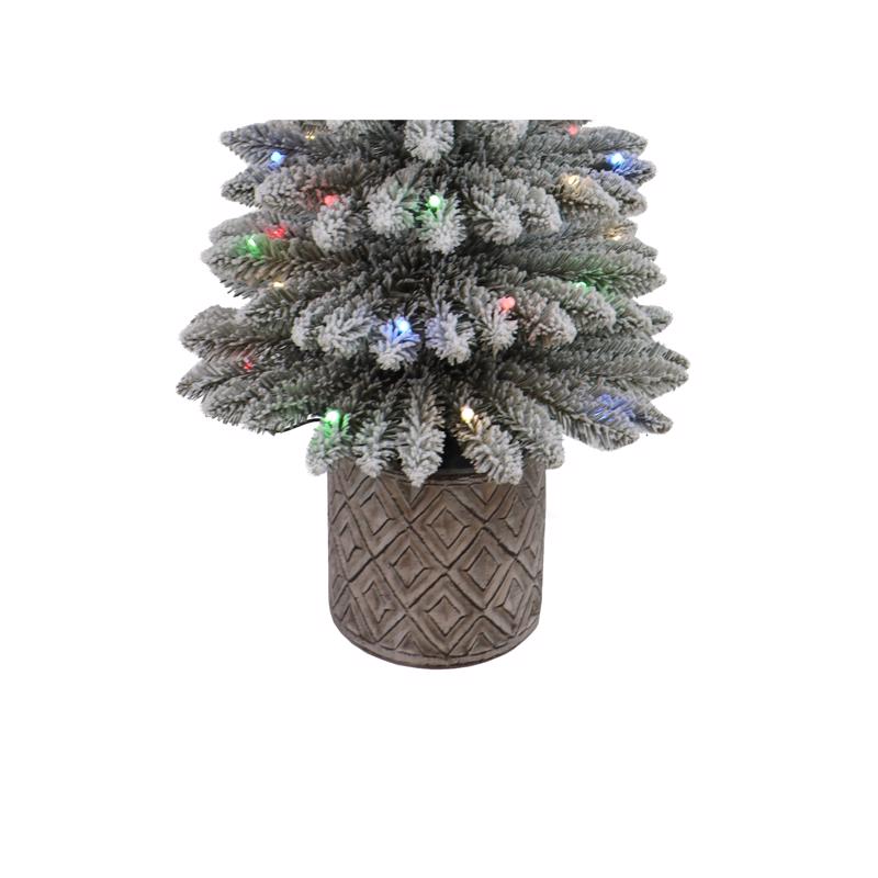 Celebrations 5 ft. Slim LED 100 ct Flocked Diamond Potted Color Changing Entrance Tree