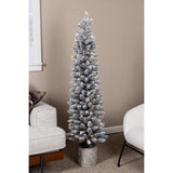 Celebrations 5 ft. Slim LED 100 ct Flocked Diamond Potted Color Changing Entrance Tree