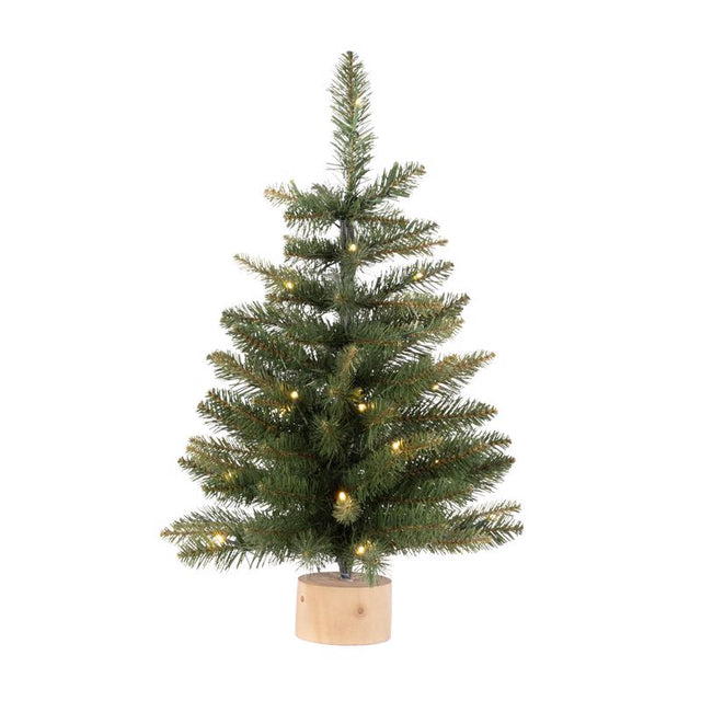 Celebrations 2 ft. Slim LED 35 ct Table Tree with Wood Base Color Changing Christmas Tree, Pack of 4