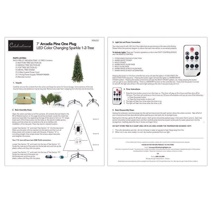 Holiday Bright Lights 1-2 Tree 7 ft. Slim LED 400 ct Arcadia Classic Color Changing Christmas Tree