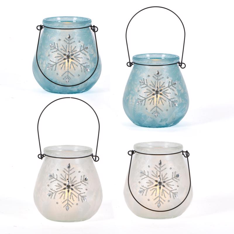 Gerson Assorted Snowflake with Tea Light Luminary 4.3 in., Pack of 6