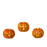 Gerson 4.5 in. Set of 3 Lighted Resin Halloween Pumpkins with Remote Hanging Decor, Pack of 6