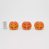Gerson 4.5 in. Set of 3 Lighted Resin Halloween Pumpkins with Remote Hanging Decor, Pack of 6