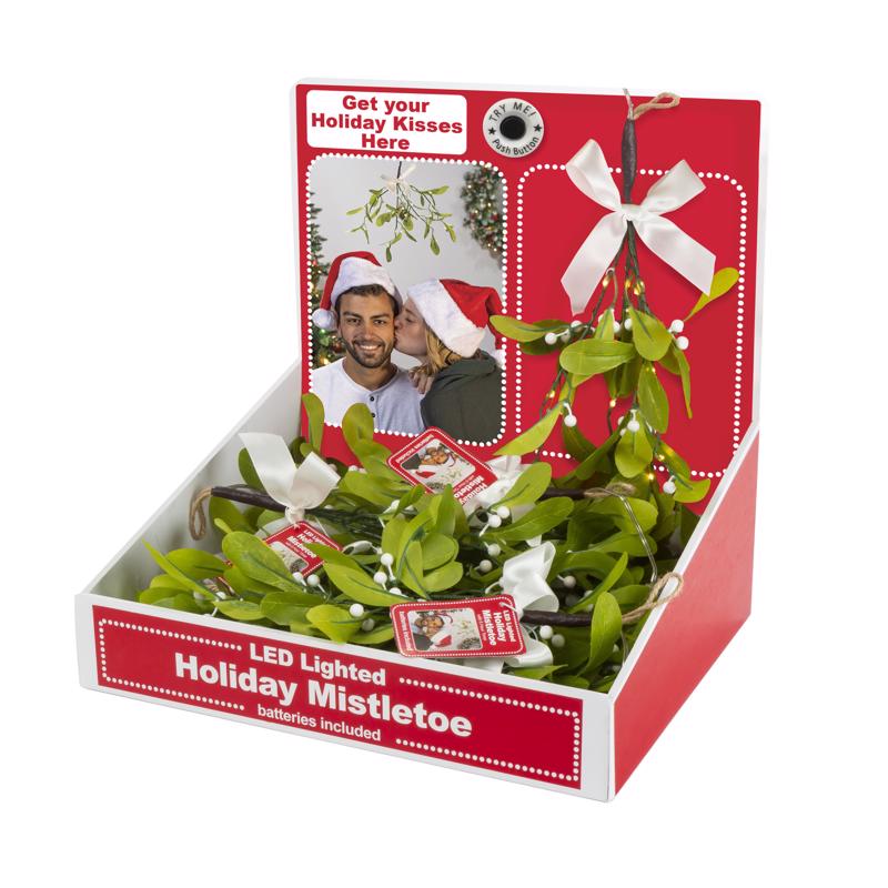 Gerson Mistletoe Branch with Warm White LED Lights Hanger 12 in., Pack of 24
