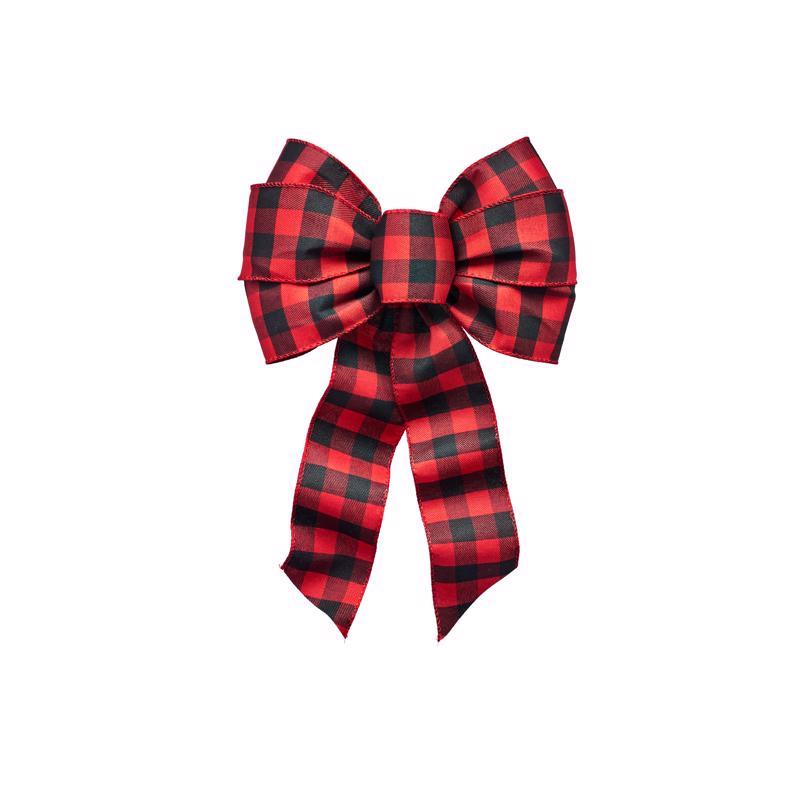 Holiday Trims Assorted Plaid Wired Christmas Bow 14 in., Pack of 12