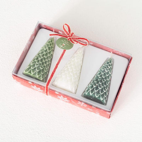 Sullivans Vance Kitira Green & White Pine Cone Tree Set Candle, Pack of 4