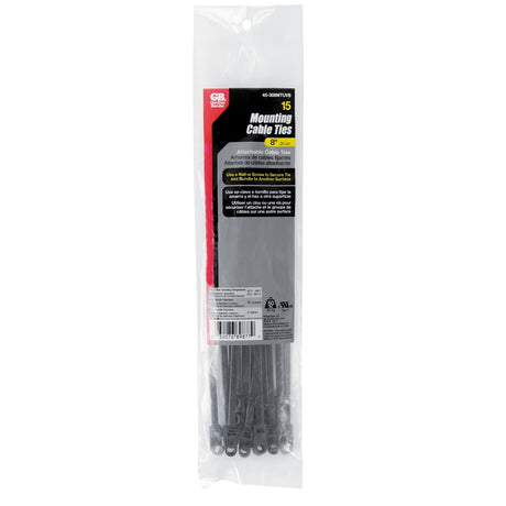 Gardner Bender 45-308MTUVB Cable Tie, Nylon, Black, 8.63 in L, 15/PK