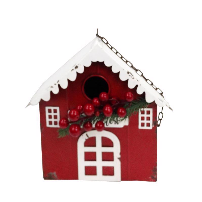 Alpine Hanging Red Barn Birdhouse 22in in. Hanging Decor, Pack of 4