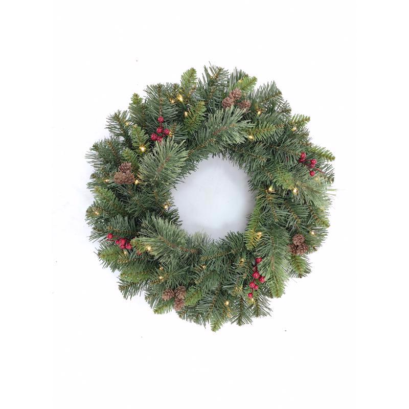 Celebrations 24 in. D LED Prelit Multicolored Mixed Pine Wreath, Pack of 4