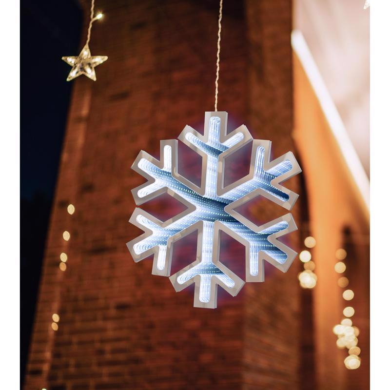 Celebrations LED White Snowflake Animated Decor 15.75 in., Pack of 4
