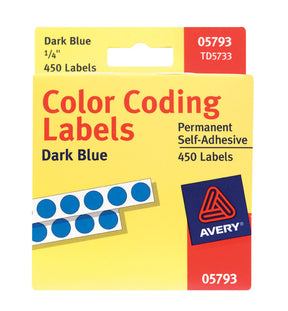 Avery 0.25 in. H X 1/4 in. W Round Blue Color Coding Label 450 pk