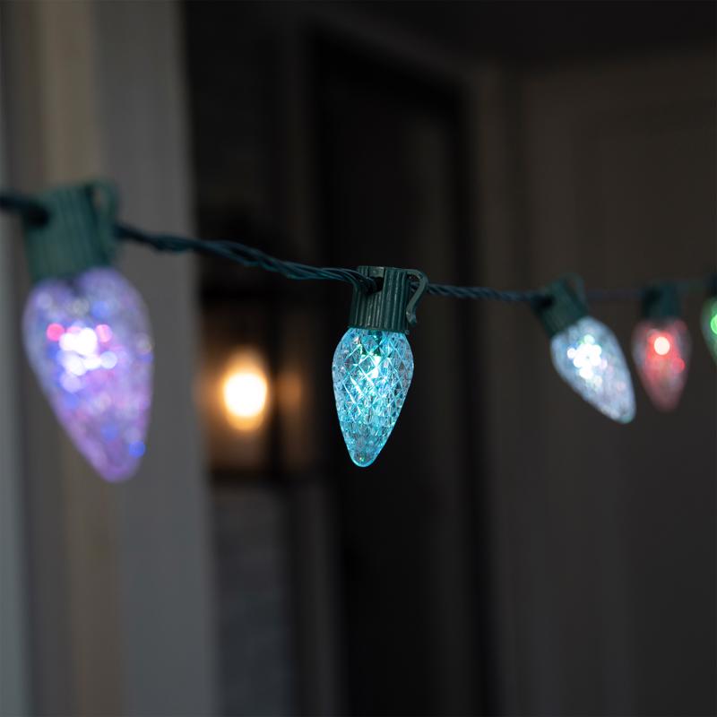 Celebrations Platinum LED C9 RGBW 50 ct String Smart-Enabled Christmas Lights 32.67 ft.