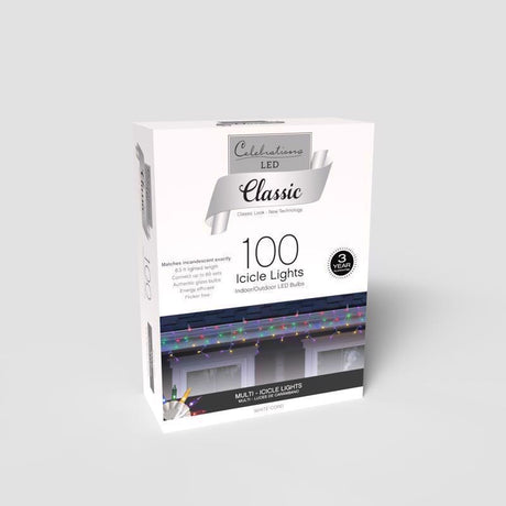 Celebrations Classic LED T5 Pure White 100 ct Icicle Christmas Lights 6 ft.