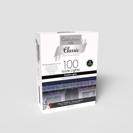 Celebrations Classic LED T5 Multicolored 300 ct Icicle Christmas Lights 19.6 ft.
