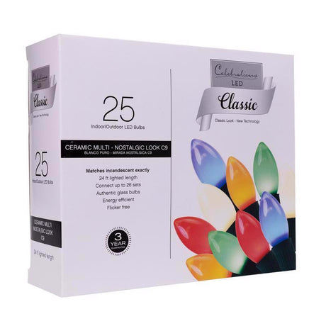 Celebrations Classic LED C9 Multicolored 25 ct String Christmas Lights 24 ft.