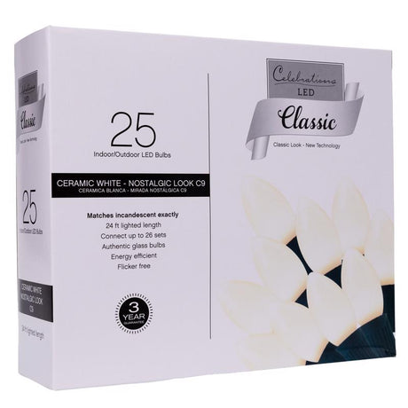 Celebrations Classic LED C9 White 25 ct String Christmas Lights 24 ft.