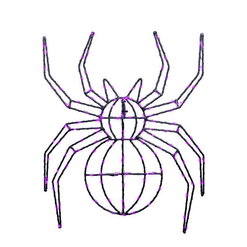 Celebrations Purple 140 ct 16 in. LED Prelit Illuminated Spider Halloween Decor, Pack of 8