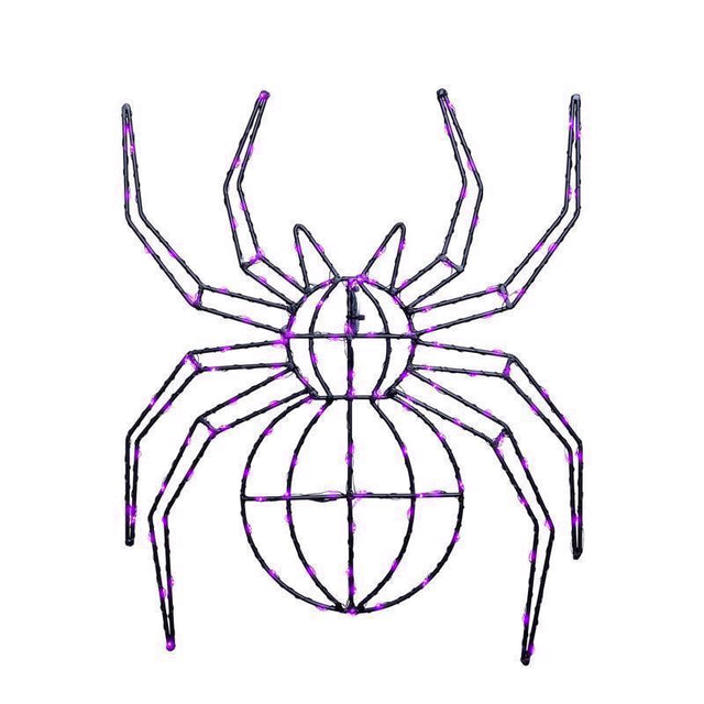 Celebrations Purple 140 ct 16 in. LED Prelit Illuminated Spider Halloween Decor, Pack of 8