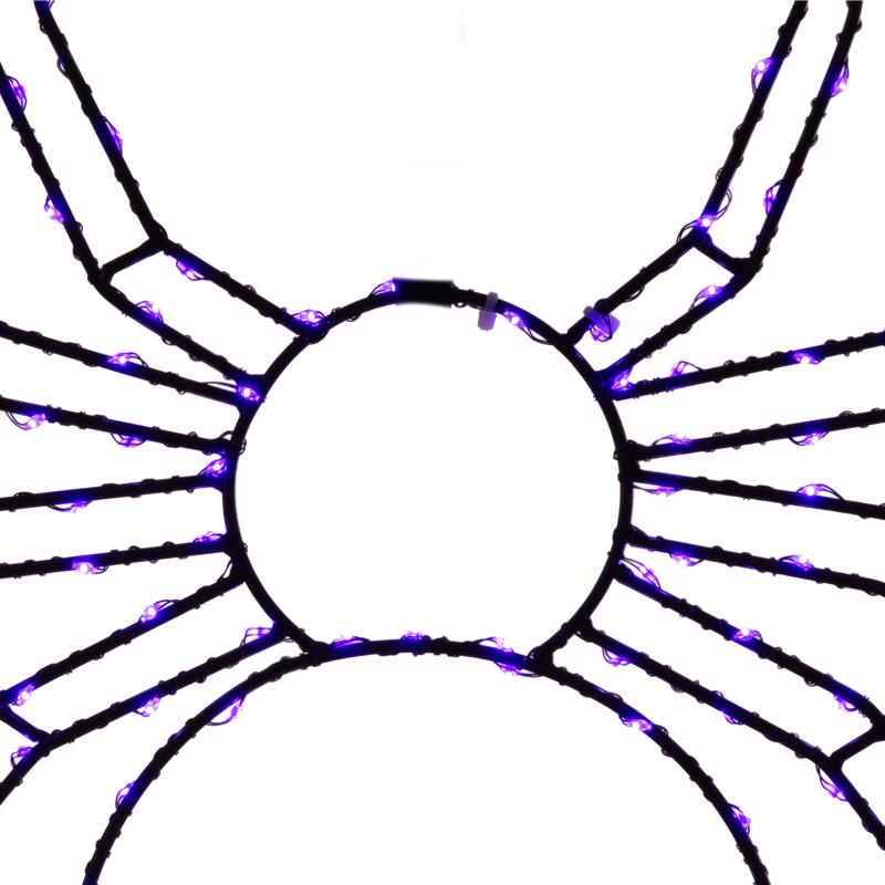 Celebrations Purple 140 ct 16 in. LED Prelit Illuminated Spider Halloween Decor, Pack of 8