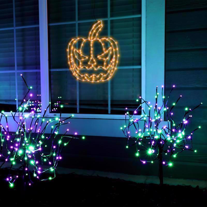 Celebrations Orange 155 ct 15 in. LED Prelit Illuminated Pumpkin Window Decor, Pack of 8