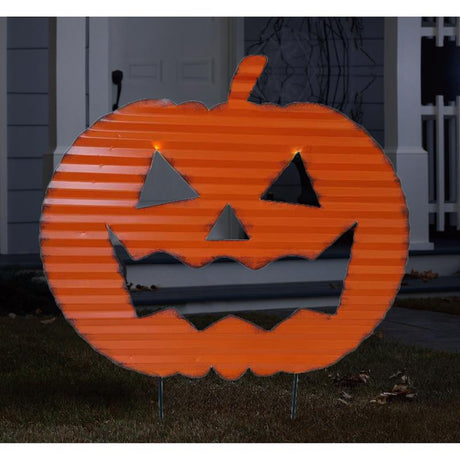 Sienna Warm White 2 ct 23.2 in. LED Pumpkin Stake Yard Decor, Pack of 8