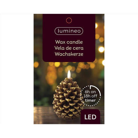 Lumineo LED Brown Pinecone Candle 5 in., Pack of 24