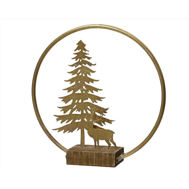 Decoris Gold Tree with Deer Table Decor 11 in., Pack of 10