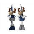 Decoris Blue/ White Plush Deer 19.69 in., Pack of 12
