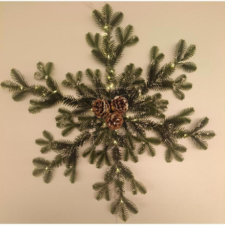 Celebrations LED Prelit Warm White Pine Snowflake Wreath, Pack of 4