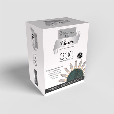 Celebrations Classic LED T5 Warm White 300 ct String Christmas Lights 74.5 ft., Pack of 12