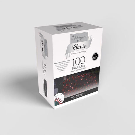 Celebrations Classic LED T5 Red 100 ct Net Christmas Lights 4 ft.