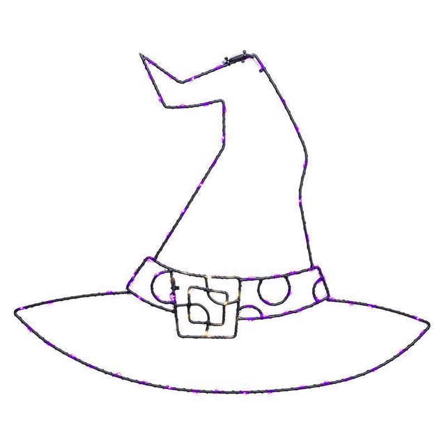 Celebrations Purple 84 ct 18.2 in. LED Prelit Illuminated Witch Hat Halloween Decor, Pack of 8
