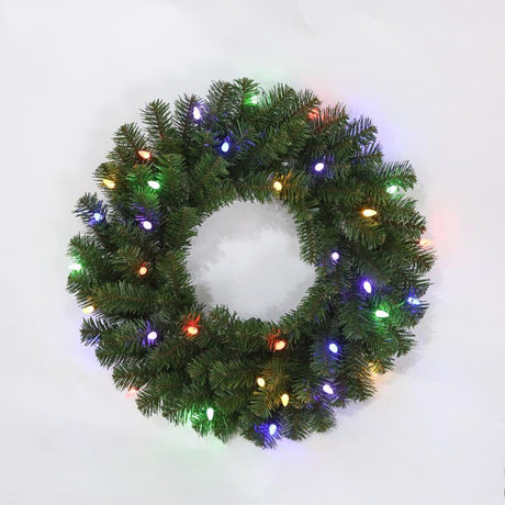 Celebrations 24 in. D LED Prelit Multicolored LED and Multi-Function Northern Pine Wreath, Pack of 12
