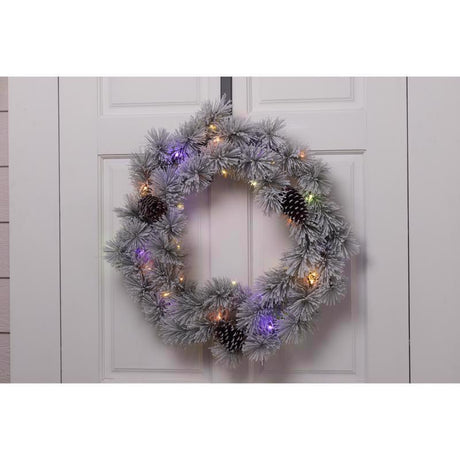 Celebrations Home 30 in. D LED Prelit Multicolored Snowy Scotch Pine Wreath, Pack of 4