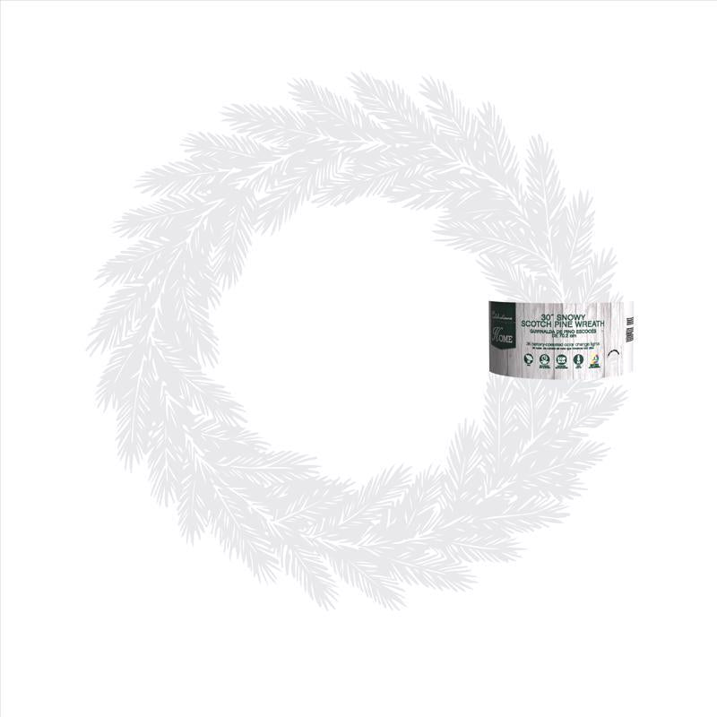 Celebrations Home 30 in. D LED Prelit Multicolored Snowy Scotch Pine Wreath, Pack of 4