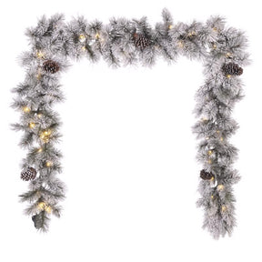 Celebrations Home 12 in. D X 9 ft. L LED Prelit Multicolored Snowy Scotch Pine Garland, Pack of 4