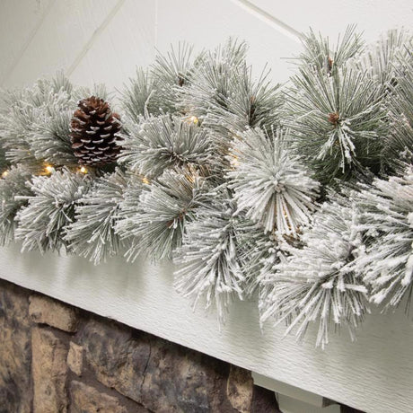 Celebrations Home 12 in. D X 9 ft. L LED Prelit Multicolored Snowy Scotch Pine Garland, Pack of 4