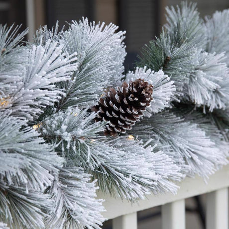 Celebrations Home 12 in. D X 9 ft. L LED Prelit Multicolored Snowy Scotch Pine Garland, Pack of 4