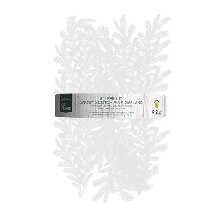 Celebrations Home 12 in. D X 9 ft. L LED Prelit Multicolored Snowy Scotch Pine Garland, Pack of 4