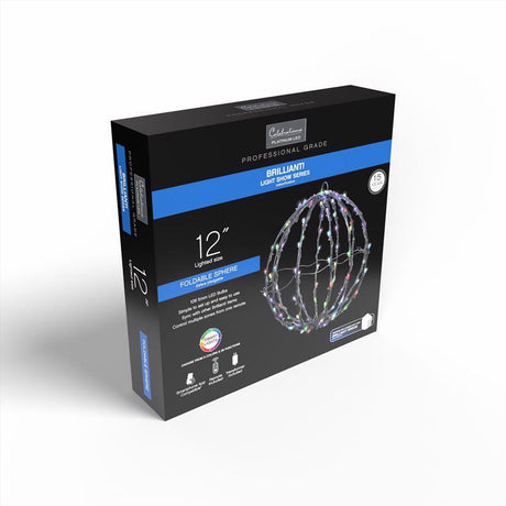 Celebrations Platinum LED RGBW Foldable Sphere 12 in. Hanging Decor
