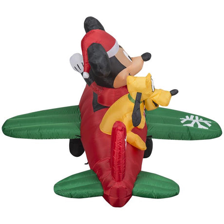 Gemmy Airblown Animated Christmas Inflatable Mickey Mouse and Pluto in Airplane 54 in. Inflatable