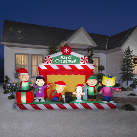 Gemmy Airblown Giant Christmas Inflatable Peanuts Gang Christmas Stage Scene 86 in. Inflatable