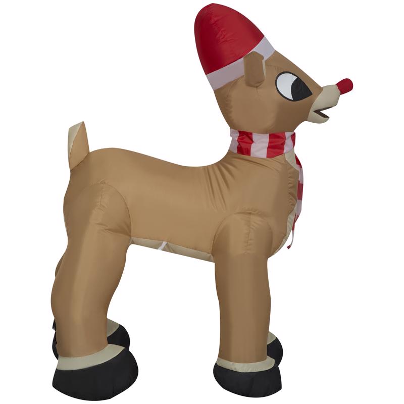 Rudolph Airblown Christmas Inflatable Rudolph the Red-Nosed Reindeer in Santa Hat and Scarf 42 in. I