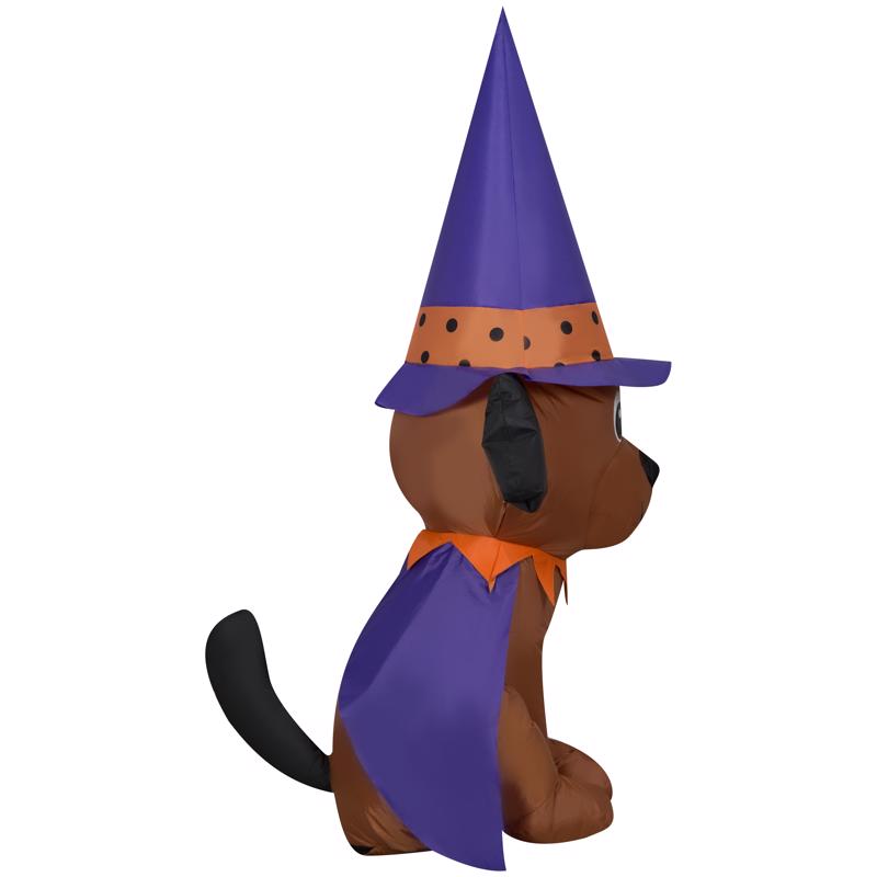 Gemmy 4 ft. Prelit Halloween Inflatable Dog in Witch Hat Inflatable